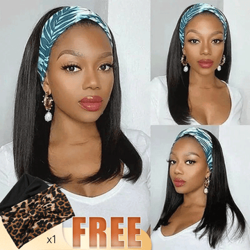 Glueless Bandeau Perruque Cheveux Humains Brésiliens Lisse Adapté Aux Débutants 200% Densité