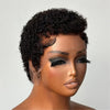 Perruque Full Lace Pixie Cut Afro Boucles Réglable Noir Blond miel Style Minimaliste