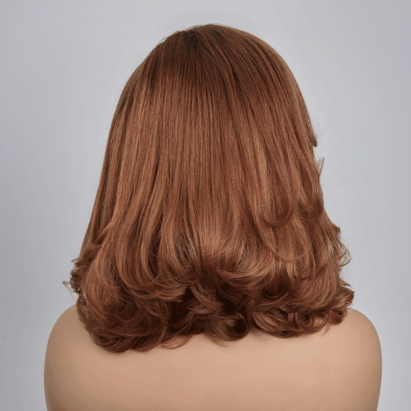 Glueless Couche 5x5 Ombre Marron Perruque Sans Colle Coupe Longueur D'épaule Ondulé Bob