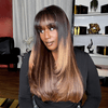 Brillant Glueless Couche Sans Nœud Couleur Highlight 4x4 Perruque Sans Colle Lisse Avec Frange