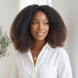 Wig Afro Curly Ombré 4x4 Sans Colle Densité 300% Ultra Volumineuse 100% Humain