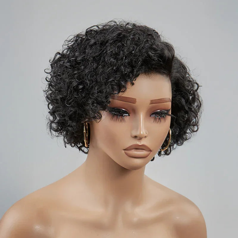 𝐏𝐫𝐞̂𝐭 𝐞𝐧 𝟐𝟒𝐡⚡Tendances Courte Bob Perruque 13x4 Dentelle Bouclé Cheveux Humains