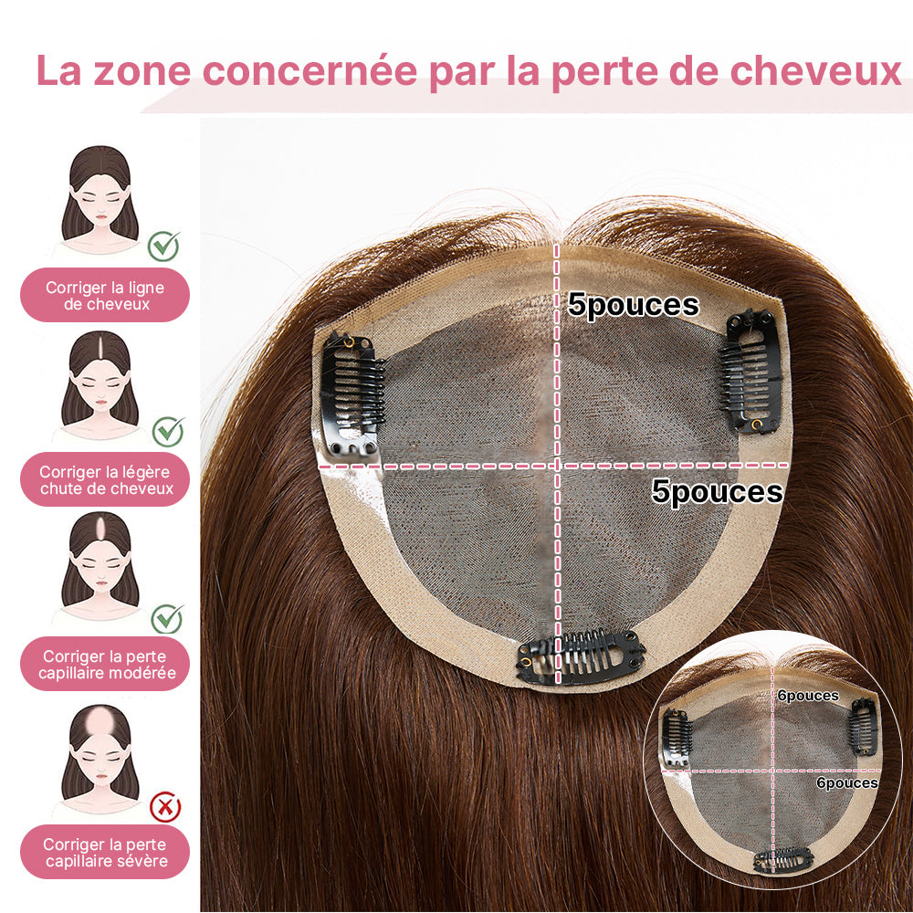 Volumateur de Cheveux Brun Lace 5x5 6x6 avec 5 Clips Complément Capillaire Naturel