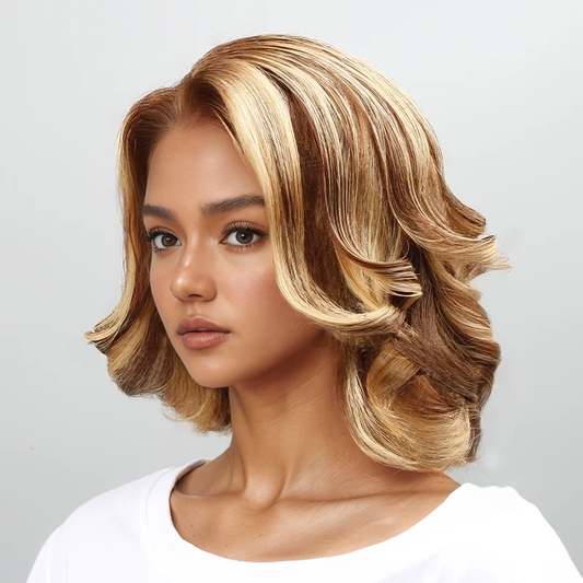 Straight Highlight Lace Front Bob Wig Human Hair 200% Density