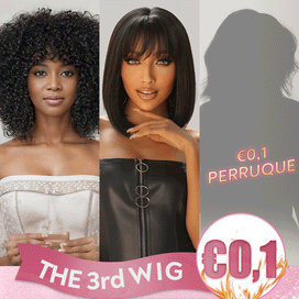 𝟑ᵉ 𝐩𝐞𝐫𝐫𝐮𝐪𝐮𝐞 𝐚̀  €𝟎,𝟏🔥Lisse Bob Perruque Avec Frange 8"+Glueless Bob Perruque Afro Bouclée Avec Franges 10"
