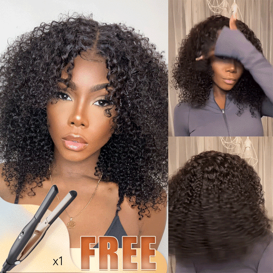 𝐋𝐚𝐬𝐭 1 Populaire Glueless Nœuds Pré-blanchis Kinky Curly 9x6 Perruque Sans Colle 250%Densité