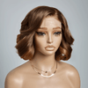 Boss Mature Ondulé Couleur Marron Ombre Bob 4x4 Dentelle Minimaliste Perruque Cheveux Humains