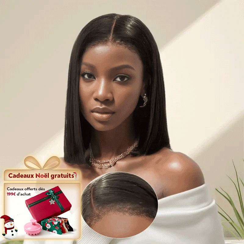 Glueless Cheveux Crépus Bob 13x4 Perruque Sans Colle Prédécoupage Lisse 4C Edeges