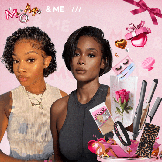 𝓑𝓾𝔂 𝟏 𝓖𝓮𝓽 𝟏𝟏💗Perruque Pixie Cut 13x4 Dentelle Frontale Noir Lisse+13x1 Dentelle Bouclé Noir Pixie