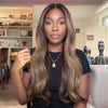 Perruque 5x5 Sans Colle Dégradé Ombré Brun et Mèches Blondes Densité 250% Wear & Go Glueless