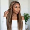 Perruque Lisse Balayage Marron 13x4 HD Dentelle Suisse 20 Pouces Ligne de Cheveux Naturelle & Baby Hair