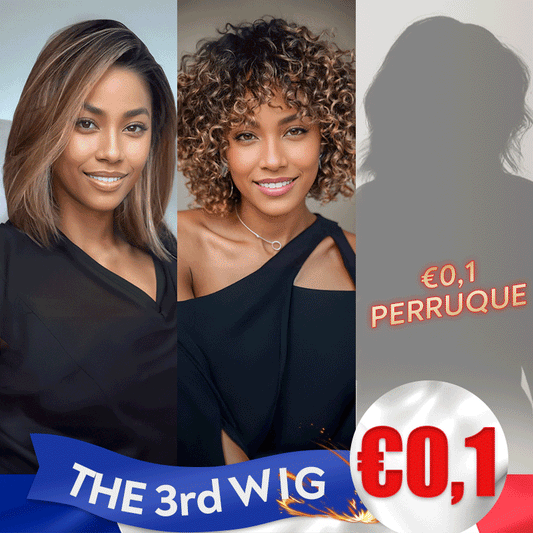 𝟑ᵉ 𝐩𝐞𝐫𝐫𝐮𝐪𝐮𝐞 𝐚̀  €𝟎,𝟏🔥Glueless Chic Sans Effort Highlight Bob Perruque Cheveux Humains
