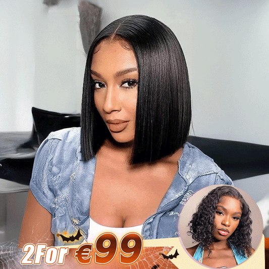 2 𝑭𝑶𝑹 €99🔥 Perruque Bob Bandeau Cool Pour Débutants Pour L'Été Cheveux Humains Vierges