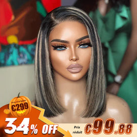 L'Élégance Sans Effort Glueless Couleur Highlight 7x4 Nœuds Blanchis Capuchon Réglable Perruque Sans Colle