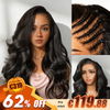 Naturel Glueless Pré-Tressé Sur Le Côté 13x4 Perruque Sans Colle Body Wave Cheveux Humains
