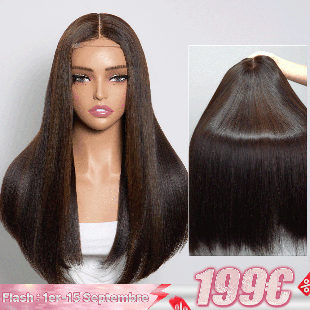 𝙋𝙧𝙞𝙭 𝙊𝙛𝙛𝙚𝙧𝙩 𝟮 𝙎𝙚𝙢𝙖𝙞𝙣𝙚𝙨 Perruque Bone Straight Brun Qualité Vietnamienne 300% Densité Ultra Lisse