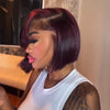 Look Chic Bob Asymétrique Violet Nuit Glueless Raie sur le Côté Perruque Lace 5x5 Sans Colle