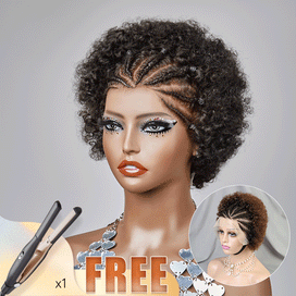 Pré-tresse Patron Mature Boucle Afro 3 Couleur 13x4 Dentelle Bob Perruque Cheveux