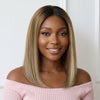 Glueless Pré-épilé Couleur Mèches Blondes Ombré 5x5 Bob Perruque Sans Colle Lisse