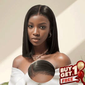 𝑩𝒖𝒚 1 𝑮𝒆𝒕 1 𝑭𝒓𝒆𝒆💥 13x4 Glueless Cheveux Crépus Bob Perruque Sans Colle Prédécoupage Lisse 4C Edeges