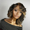Perruque Lace Frontal 13x6 Carré Asymétrique Dégradé Côté Rasé Highlight Noir San Colle