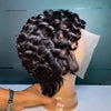 Élégante Coupe Pixie Bouclée Perruque Full Lace Cheveux Humains
