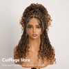 Perruque Tressée Bohème Ombre Brun En Dentelle Intégrale Avec Cheveux Bébé Synthétique 300% Densité