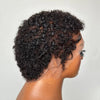 Perruque Full Lace Pixie Cut Afro Boucles Réglable Noir Blond miel Style Minimaliste