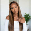Perruque Lisse Balayage Marron 13x4 HD Dentelle Suisse 20 Pouces Ligne de Cheveux Naturelle & Baby Hair