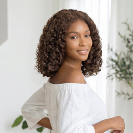 4x4 Volume de la Racine aux Pointes Bob Marron Deep Wave 300% Look Sans Effort Perruque