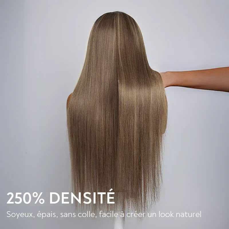 Chic Parisien Glueless 13x4 Ombre Highlight Perruque Sans Colle Lisse 250% Densité
