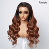 13x4 Glueless Couleur Marron Chocolaté Noir Mélangé Perruque Sans Colle Body Wave Deux Styles