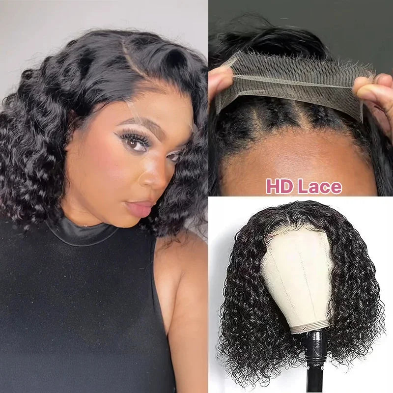 Deep Wave 5x5 Dentelle HD Bob Perruque Courte Ondulations Profondes