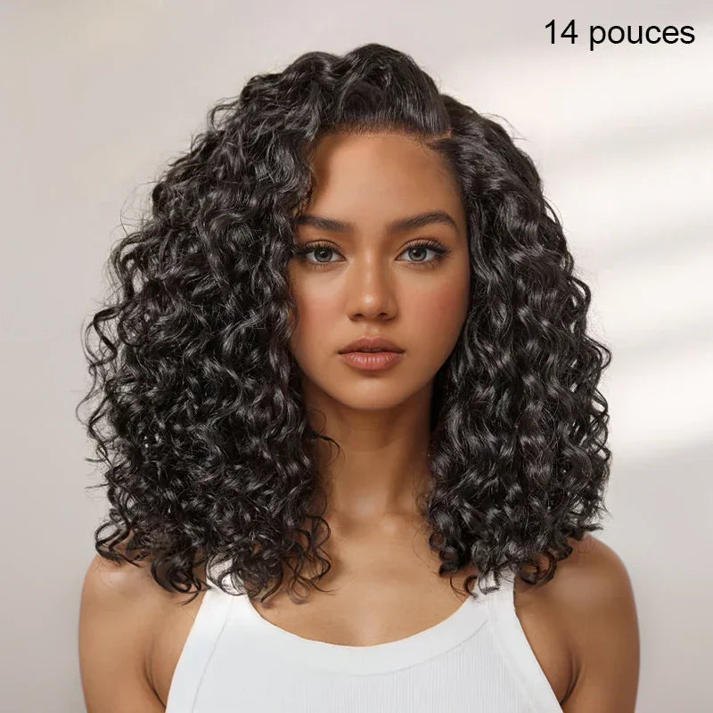 Glueless Couleur Mèches Blondes & Noir Naturel 5x5 Wear Go Perruque Sans Colle Bouclé