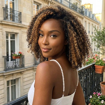 𝐏𝐫𝐞̂𝐭 𝐞𝐧 𝟐𝟒𝐡⚡9x6 Glueless Marron Highlight Bob Perruque Sans Colle Kinky Curly