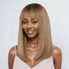 Ready to Wear Glueless Couleur Ombre Thé Lait Dégradé Lisse Perruque Sans Colle Bob Avec Frange