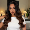 Allure Naturelle Glueless Couleur Ombre Brun 13x4 Perruque Sans Colle Cheveux Humains Body Wave