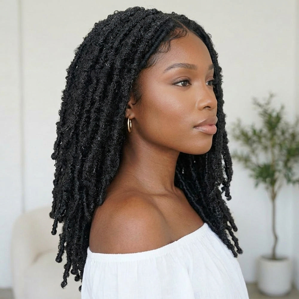 Crochet Dreadlocks Papillon Perruque Synthétiques Bob Tout En Dentelle Femmes Africaines