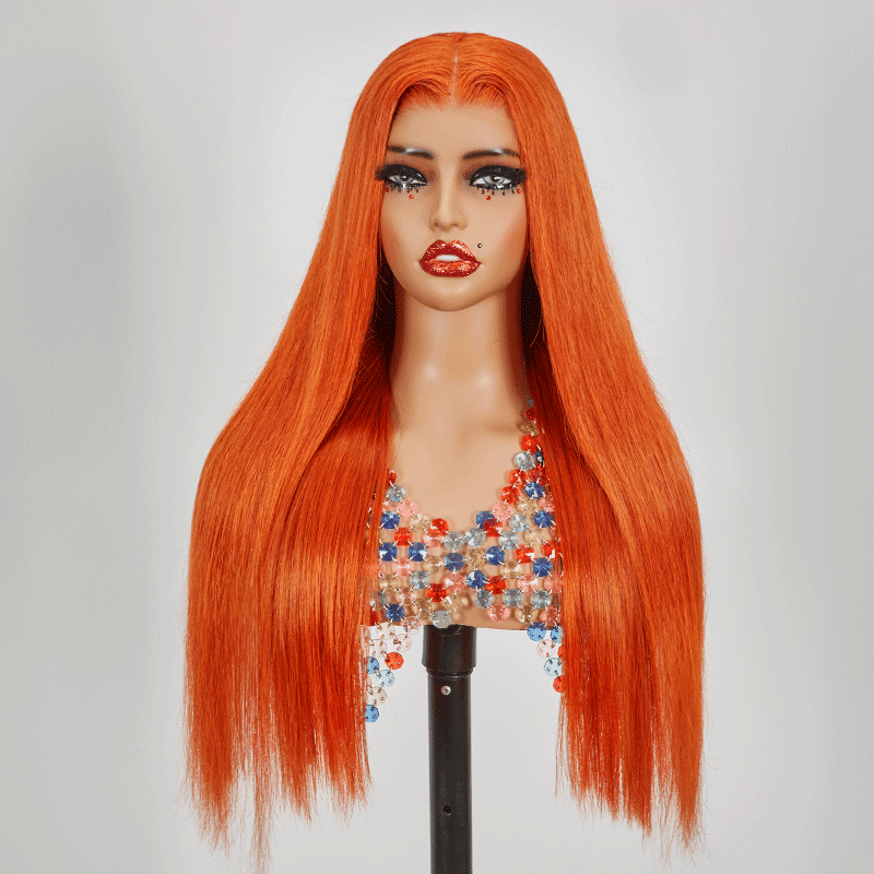9x6 Glueless Attraction Du Regard Couleur Gingembre Perruque Sans Colle Lisse - SHINE HAIR
