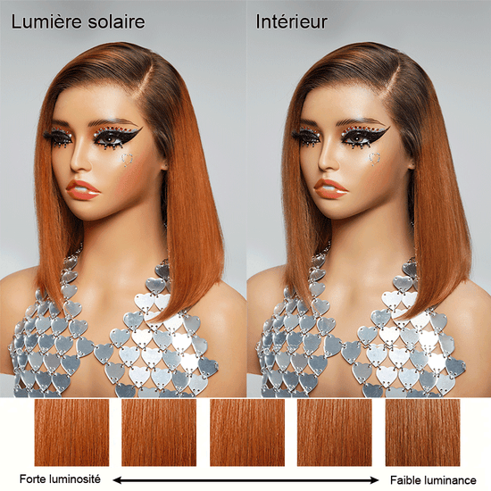 9x6 Glueless Gingembre Ombre Coupe Émoussée Lisse Bob Perruque Sans Colle - SHINE HAIR