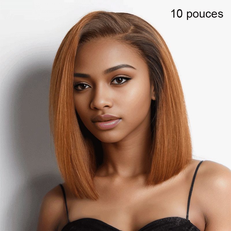 9x6 Glueless Gingembre Ombre Coupe Émoussée Lisse Bob Perruque Sans Colle - SHINE HAIR