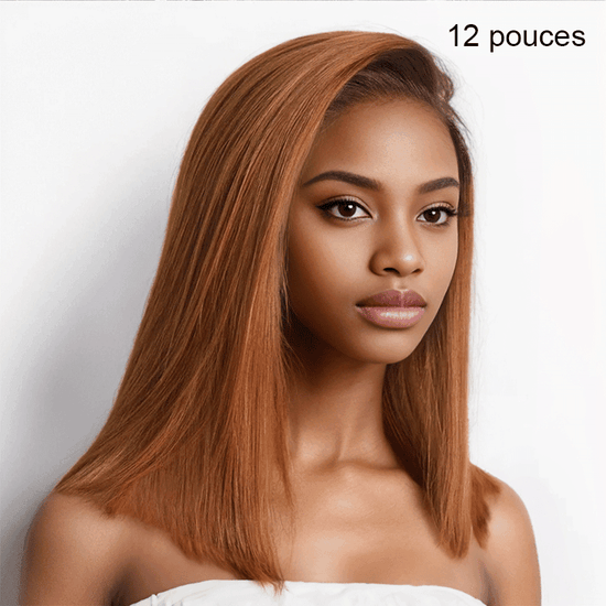 9x6 Glueless Gingembre Ombre Coupe Émoussée Lisse Bob Perruque Sans Colle - SHINE HAIR