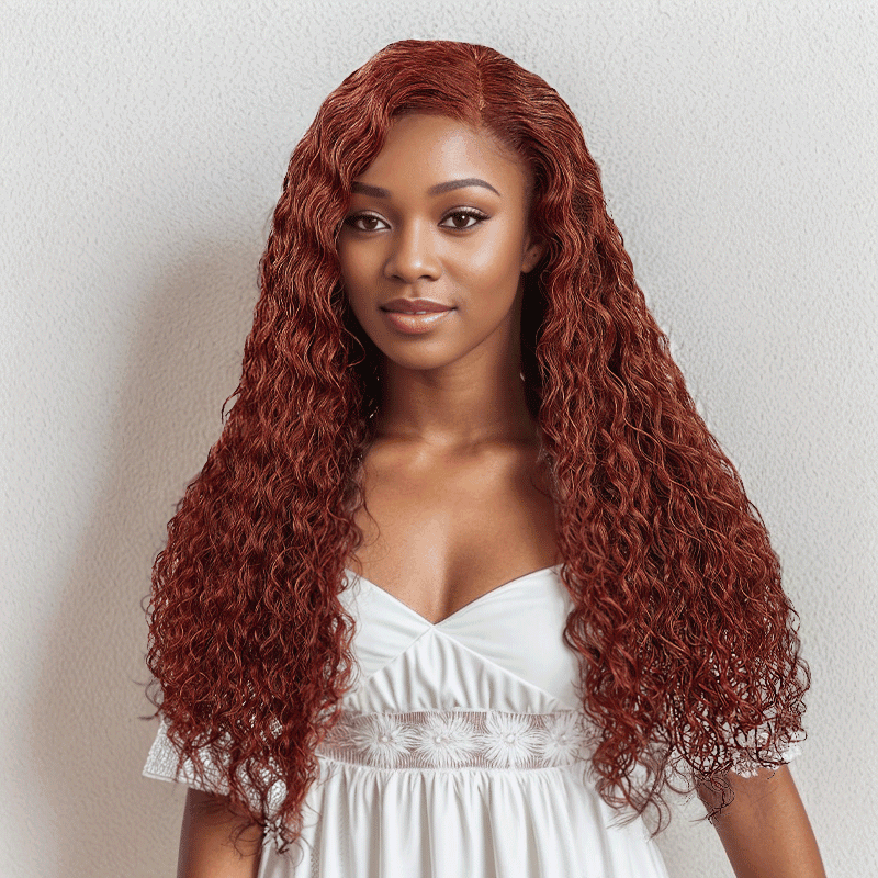 9x6 Glueless Les Plus Chauds Micro-nœuds Brun Rougeâtre Perruque Sans Colle Bouclé - SHINE HAIR