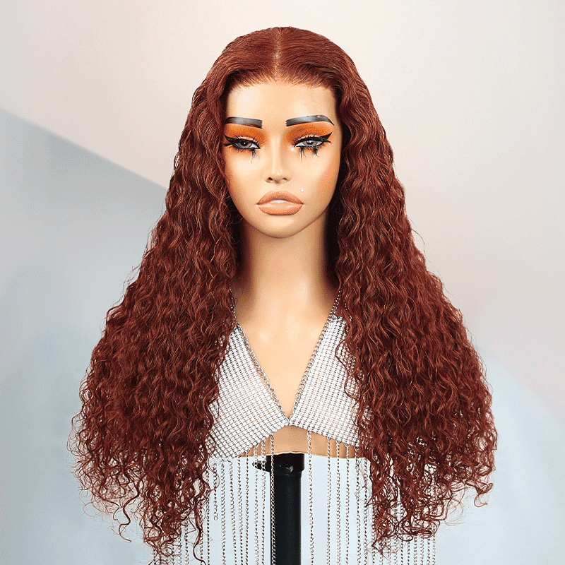 9x6 Glueless Les Plus Chauds Micro-nœuds Brun Rougeâtre Perruque Sans Colle Bouclé - SHINE HAIR