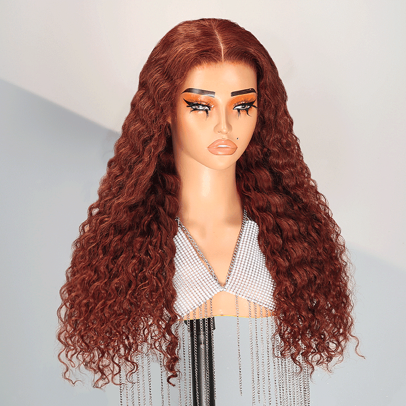 9x6 Glueless Les Plus Chauds Micro-nœuds Brun Rougeâtre Perruque Sans Colle Bouclé - SHINE HAIR