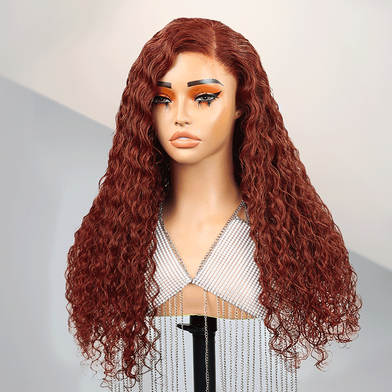 9x6 Glueless Les Plus Chauds Micro-nœuds Brun Rougeâtre Perruque Sans Colle Bouclé - SHINE HAIR