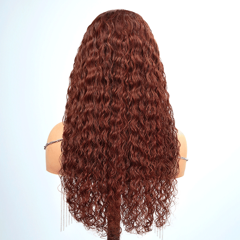 9x6 Glueless Les Plus Chauds Micro-nœuds Brun Rougeâtre Perruque Sans Colle Bouclé - SHINE HAIR