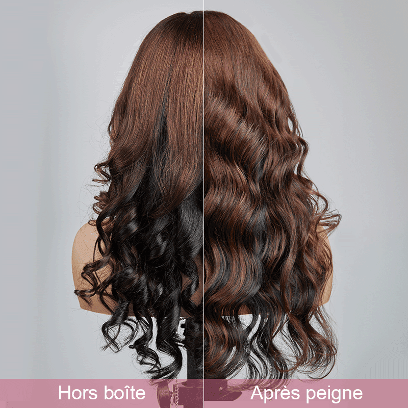 9x6 Glueless Peekaboo Bronze Marron Bob Perruque Sans Colle Lâches Body Wave - SHINE HAIR