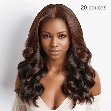 𝐋𝐚𝐬𝐭 𝟐 Glueless Peekaboo Bronze Marron 9x6 Perruque Sans Colle Lâches Body Wave