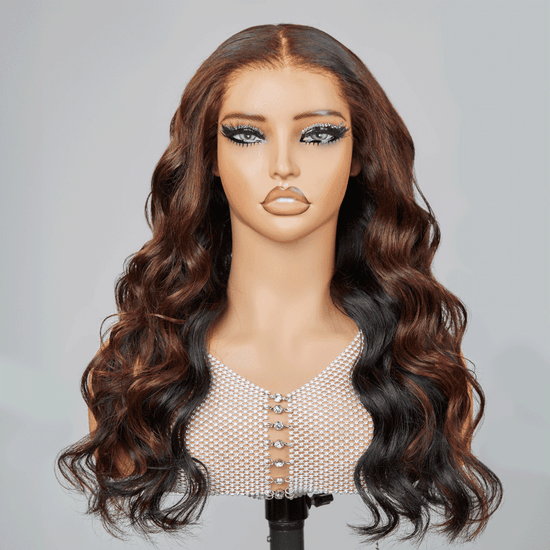 9x6 Glueless Peekaboo Bronze Marron Bob Perruque Sans Colle Lâches Body Wave - SHINE HAIR